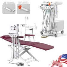 Dental Mobile Delivery Unit Cart Turbine Suction System w/ Air Compressor/Chair