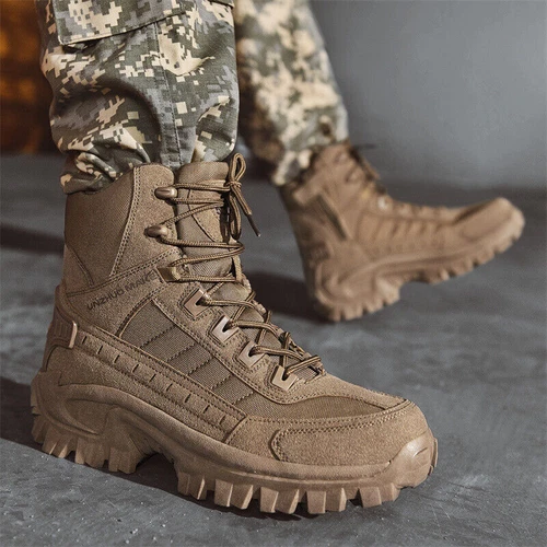 Stivali Uomo Escursionismo Militare Impermeabili Tattici Combattimento Moto Scarpe/ - Foto 7 di 32