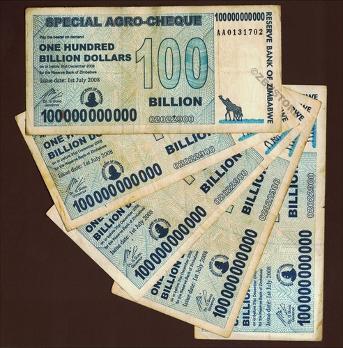 5 x 100 Billion Dollars Zimbabwe Special Agro Cheque, All AA 2008 Authentic 5PCS - Picture 7 of 8