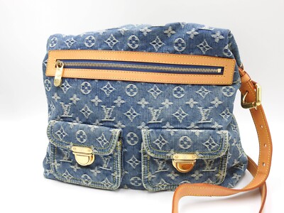 LOUIS VUITTON Baggy GM Monogram Denim Crossbody Shoulder Bag Blue M95048  X-8931
