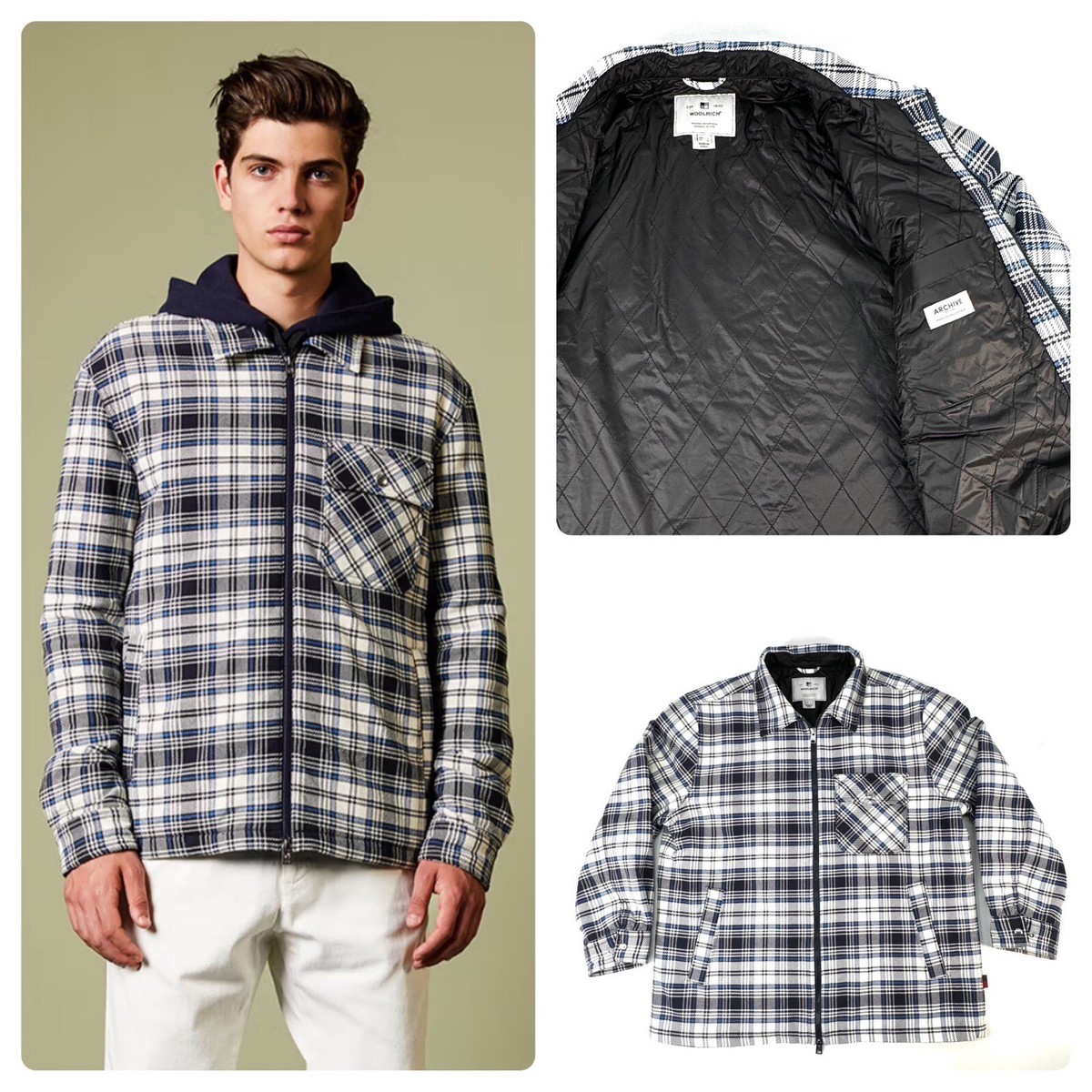 ジャケット・アウター 23AW WOOLRICH Checked jacket wool tweed Woolrich Checked wool-blend Shirt Jacket | Green | FARFETCH