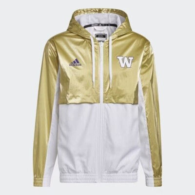adidas Men's Washington Huskies Strategy Jacket LARGE L WHITE