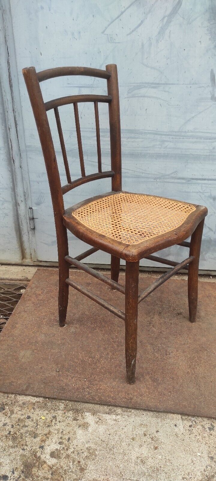 Wooden bistro chair turned seat cane dlg Thonet or Baumann