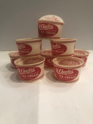 Vitnage St. Charles 3 oz Ice Cream Cup Vanilla Lid Lot of 8 New Old Stock