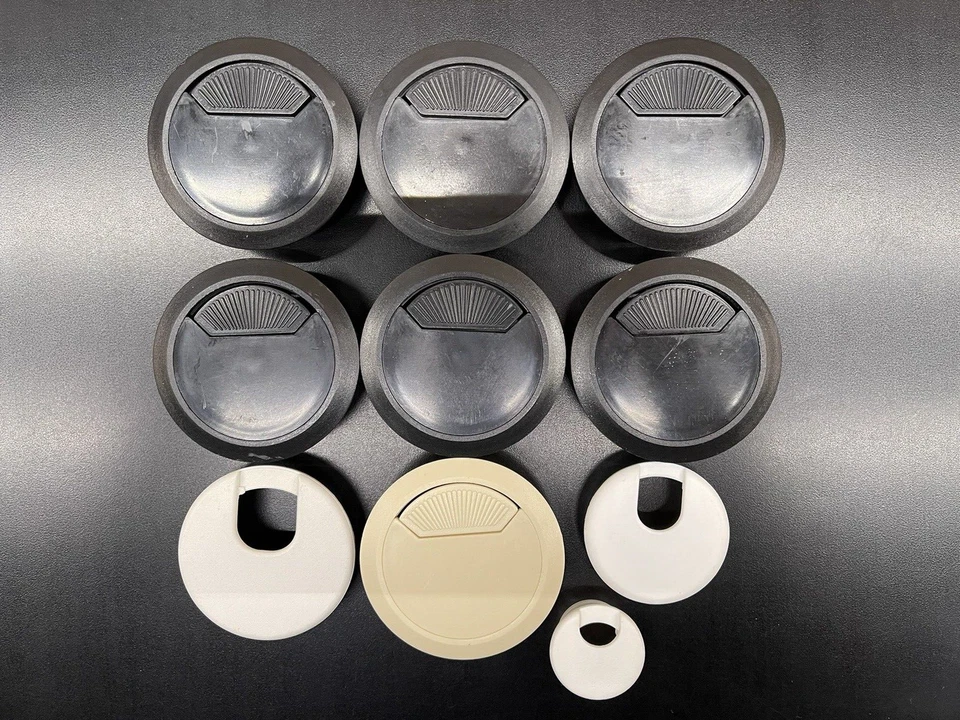 Surtido de 10 ojales de cable/cable de plástico para escritorio. Las tallas y colores varían. Foto 2 de 4