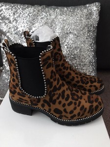 leopard print boots with studs