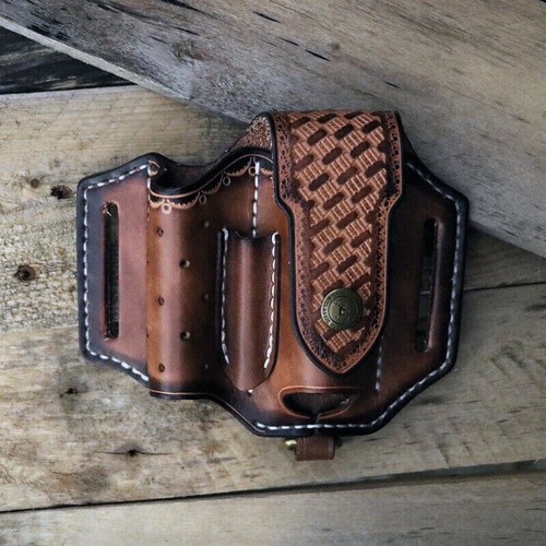 Coltello da tasca in pelle guaina EDC pinza multiutensile borsa da cintura strumenti fondina-TOURBON - Foto 16 di 24