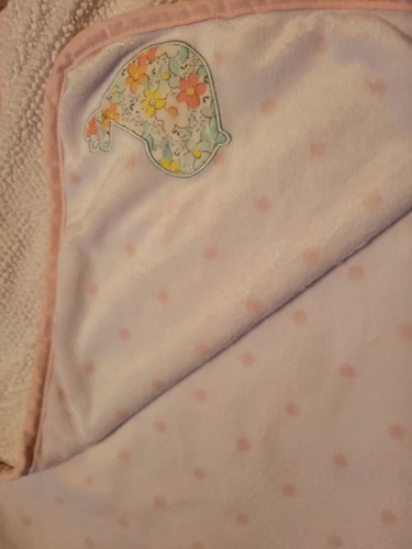 Carter’s Pink White Minky Dot Baby Blanket Plush Sherpa Floral Bird lovey EUC - Picture 3 of 4