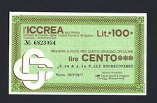 MINI CHECK 100 LIRE ICCREA S.p.a. ROME 28/2/1977 F.LLI BONGIOVANNI RARE qFDS