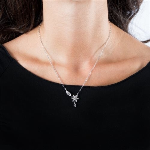 MORELLATO COLLANA DONNA NATURA RODIATO IN ARGENTO,FIORE CON CRISTALLI E ZIRCONI - Foto 2 di 3