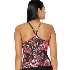 Nike Swim Women's Racerback Tankini Top Pink Black Floral Size M - New w/tags