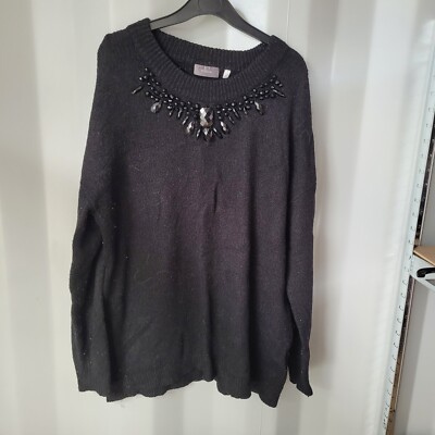 Yessica Black Chunky Knit Jumper With Sequin Detail UK Size