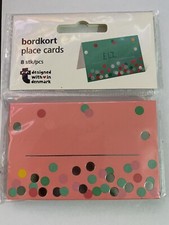 8 place cards pink Cards With Multicoloured Dots Perfect For Dinner Table, Party