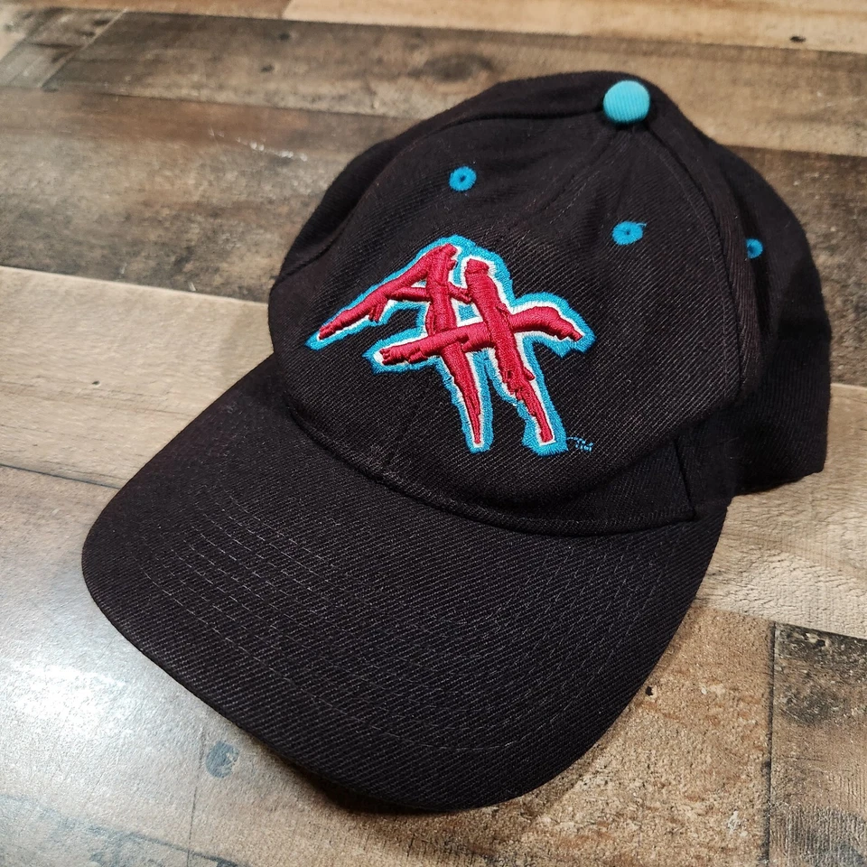 Vintage XFL Hat Maniax Strapback Hat Black Cap Drew Pearson Wool Teal Under Logo - Imagem 2 de 4