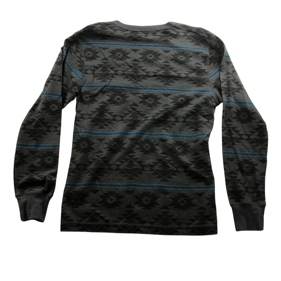 Carbon Mens Thermal T-Shirt Size XXL Long Sleeve Geometric Crew Neck Waffle Knit - Image 2 of 4