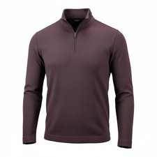 Van Heusen Flex Mens Burgundy Quarter Zip Pullover Ribbed Sweater Size M Maroon