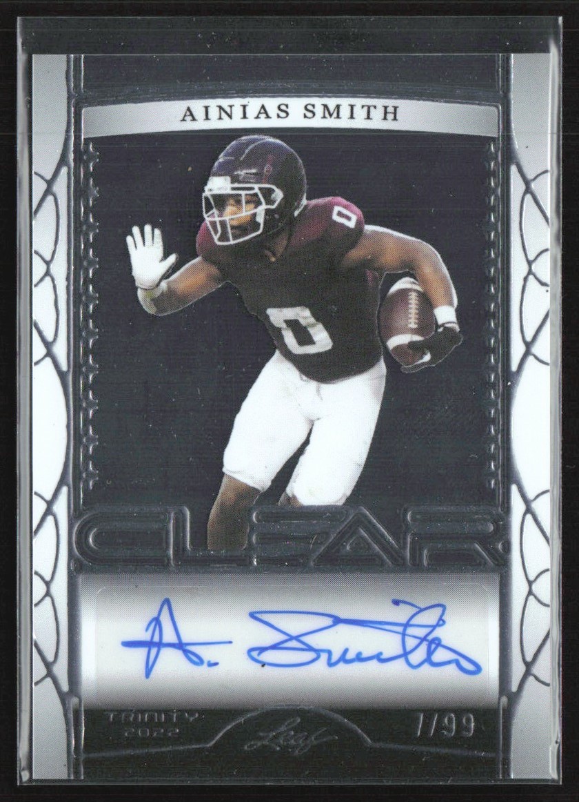 Ainias Smith 2022 Leaf Trinity Clear Silver RC Auto /99 #CA-AS2 Texas A&M Aggies