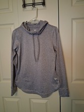 Reebok Women's S Gray Pullover Hoodie Knit Logo Long Sleeve Polyester Blend