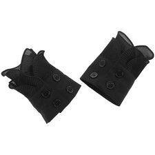 1Pair Elegant Black Faux Shirt Cuffs Detachable Wrist Sleeves for Formal Events