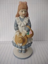 Country Girl 5.5 Figurine Holding Basket Of Flowers Country Girl 5.5 Figurine Holding Basket Of Flowers