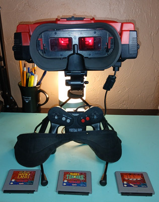 Nintendo Virtual Boy Console w/ 3 Games and Solder fixed. TESTED WORKS READ DESC