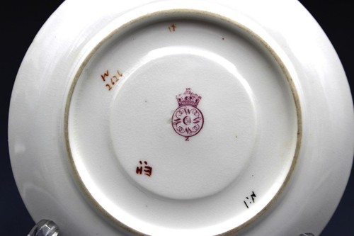 Dated 1888 Royal Worcester Blush Ivory Demitasse Tea Cup & Saucer Butterflies - Picture 9 of 9