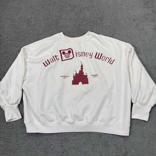 Walt Disney World Original Sweatshirt Womens 2XL White Red Mickey Ears Castle - Picture 2 of 10