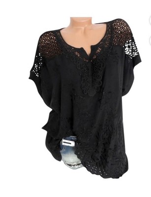 Wangmeiwg Women s Black Lace Hallow Casual Top NWT/Original Pkg- Size XXL