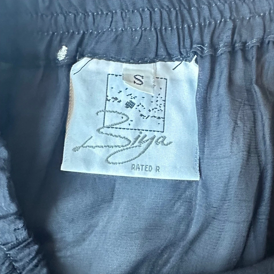 复古 Biya Johnny Was Sheer 刺绣中裙黑色波西米亚 Y2K 节日 S 码 — 第 4/4 张图片