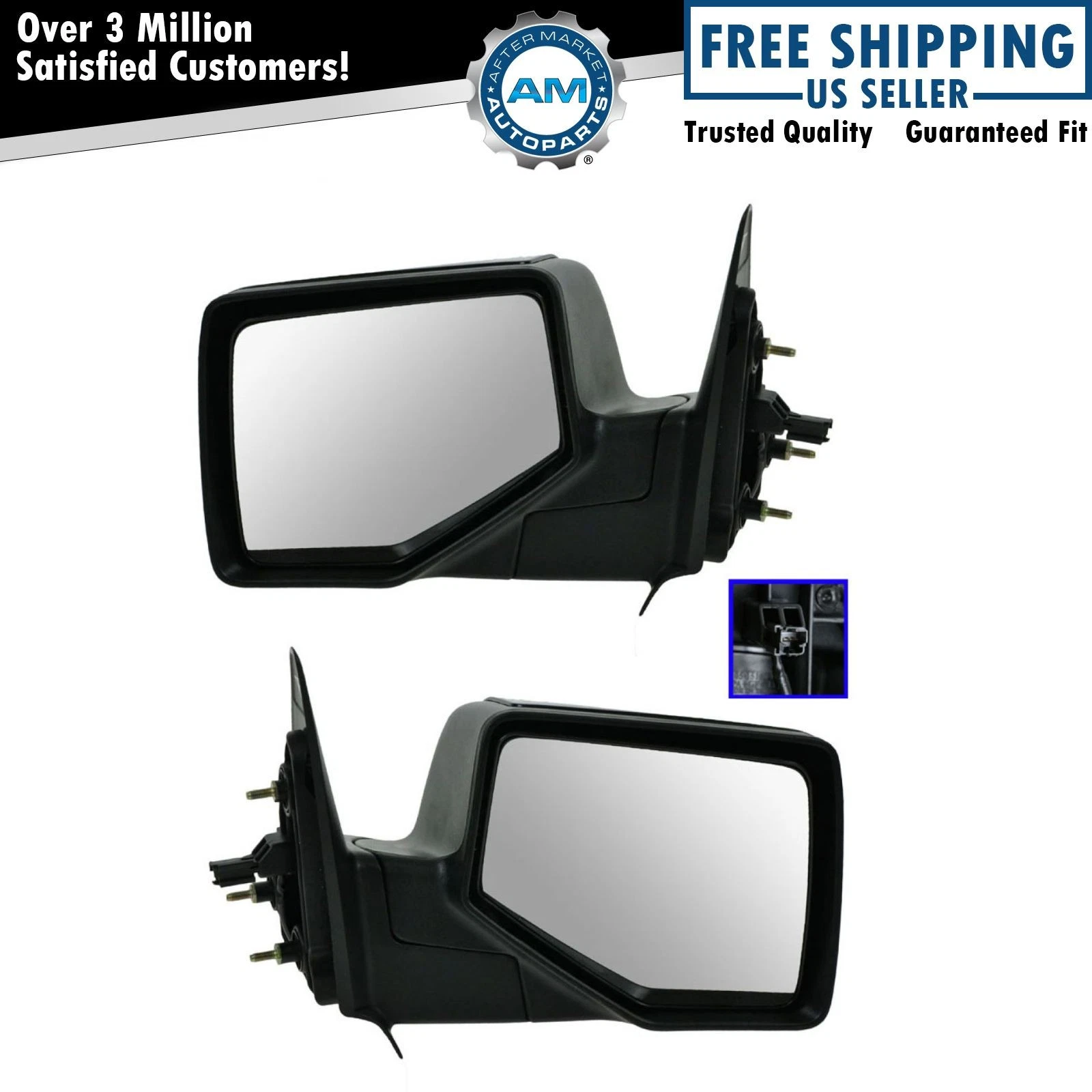 TRQ Smooth Black Power Mirrors Pair Set LH RH for 06-11 Ford Ranger
