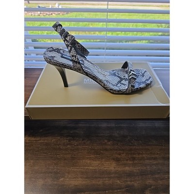 Michael Kors Snakeskin Print Strappy Heels Size 8.5 Ankle Strap Dress Sandal NEW