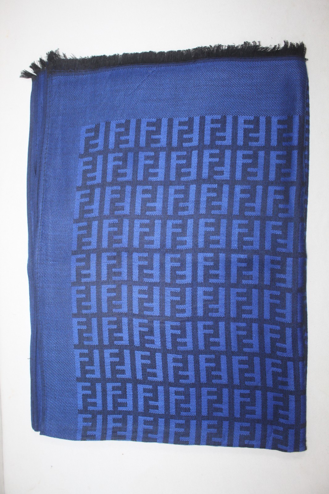 Authentic Fendi Wrap Stole Shawl 65% Cashmere 35% Silk Dark Blue Used