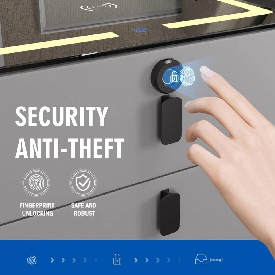 Smart Nightstand Nightstand with 3 Drawers,Fingerprint Nightstand Side Table - Image 4 of 4