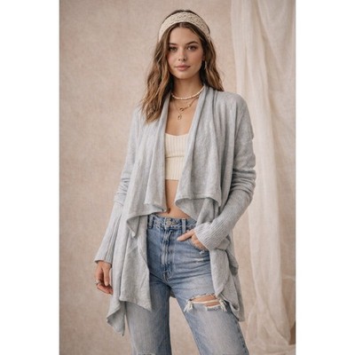 Free People In The Loop Waterfall Cardigan Sweater Open Front Size Large