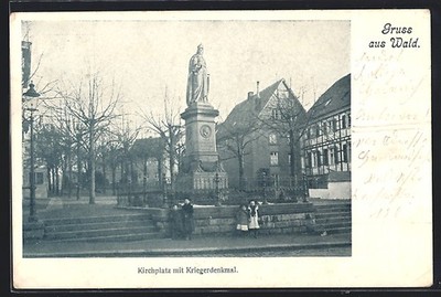 Wald /Solingen, Kirchplatz mit Kriegerdenkmal, Ansichtskarte 1911 