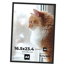 A2 Picture Frame 16.5"x23.4" Premium Plastic - Glossy Black Frame with