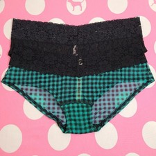 VTG VS PINK 2pk Lace Trim Mesh Extra Low Rise Hipster Panties Size Sm