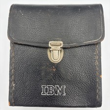 RARE Vintage IBM Tucky Swiss Made Black Leather Hard Case Field Belt Pouch