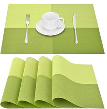 Placemats Set of 4, Heat-Resistant Woven Vinyl Placemat, Non-Slip Washable PVC T