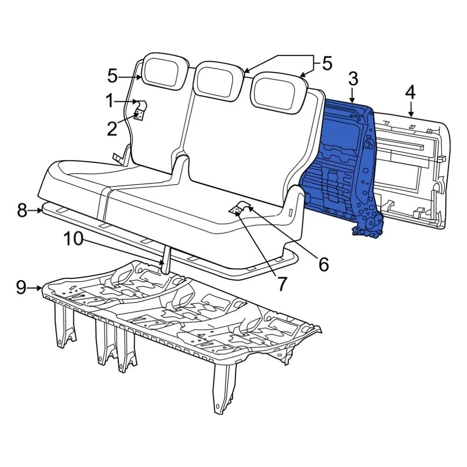 For Ram C/V 2012-2015 Ram 68141062AB Rear Right Seat Back Frame Foto 3 de 4
