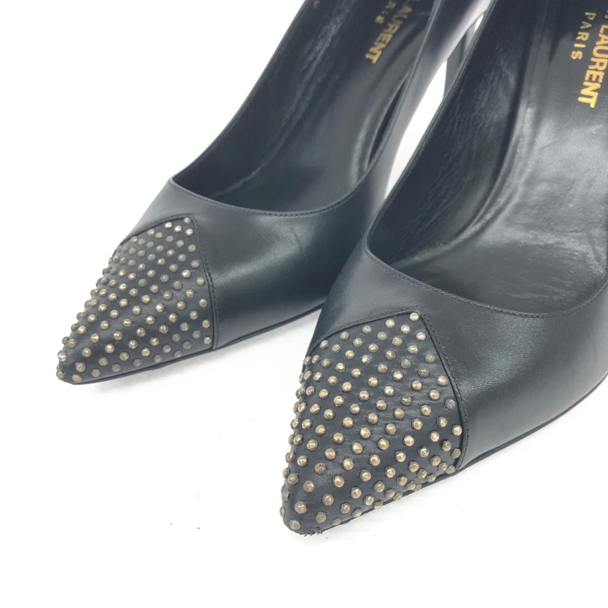 Saint Laurent Paris Shoes Pumps Heel EU 36.5 US 6.5 Leather Black Authentic thumbnail 15