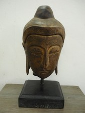 Huge Large Heavy 2.68kg Hand Carved Wooden Buddha Head Figurine Statue Sculpture