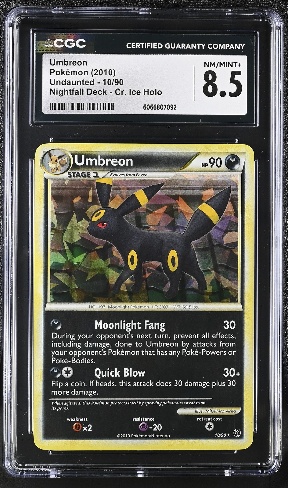 CGC 8.5 Umbreon 2010 Undaunted 10/90 Cracked Ice Holo Pokemon Card