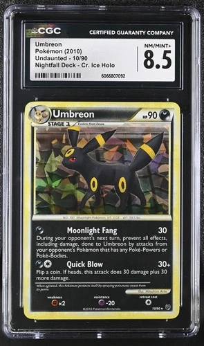 CGC 8.5 Umbreon 2010 Undaunted 10/90 Cracked Ice Holo Pokemon Card