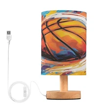 Orange Basketball Table Lamp, USB Bedside Nightstand Lamps for Bedroom Living...