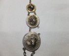 VINTAGE ANTIQUE SILVER REPOUSEE US FANTASY 3 COIN POCKETWATCH FOB — photo 4