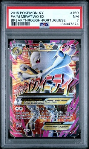 2015 POKEMON XY BREAKTHROUGH PORTUGUESE #160 FULL ART/M MEWTWO EX PSA 7