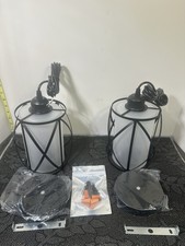 Modern Matte Black Pendant Lights Set of 2 Frosted Glass Kitchen Island