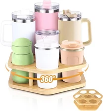 40-ounce mug-specific water bottle storage rack, 7 rotatable compartments