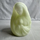 Fenton Madonna Praying Mary Satin Custard Glass Votive Candle Holder 6” VTG